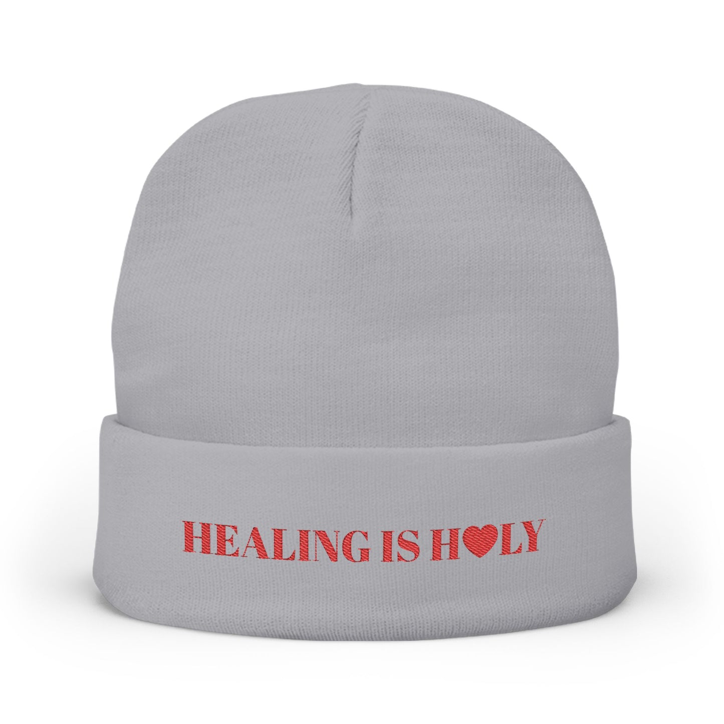 'HEALING IS HOLY' Embroidered Knit Beanie