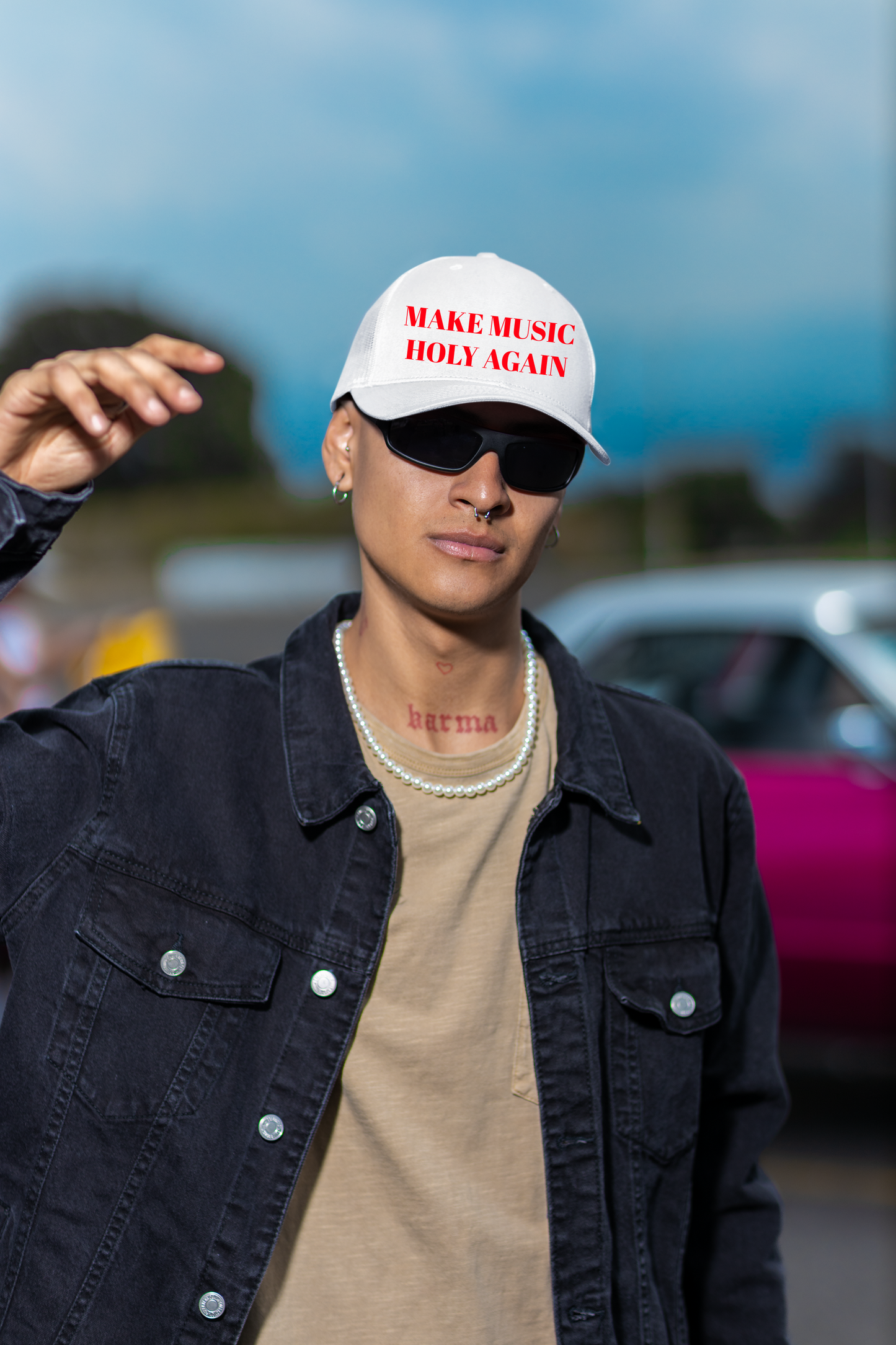 Holy Music Embroidered Trucker Hat
